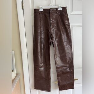 Dynamite crocodile print brown leather pants size 6